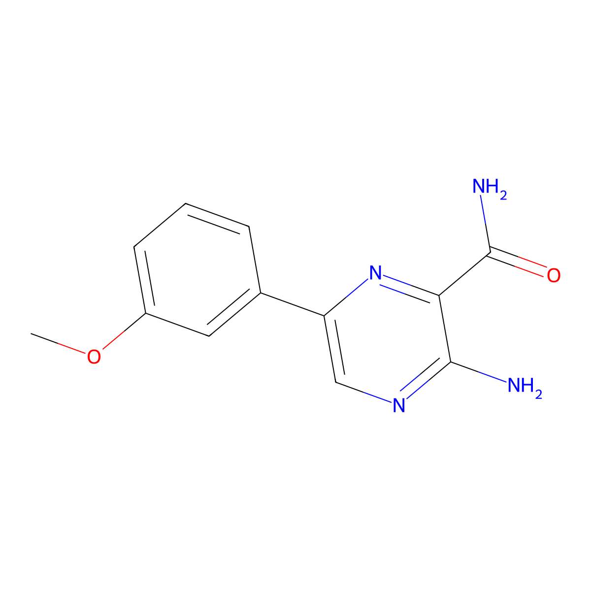 3-amino-6-(3-methoxyphenyl)-2-Pyrazinecarboxamide molecular structure, CAS 625459-34-9