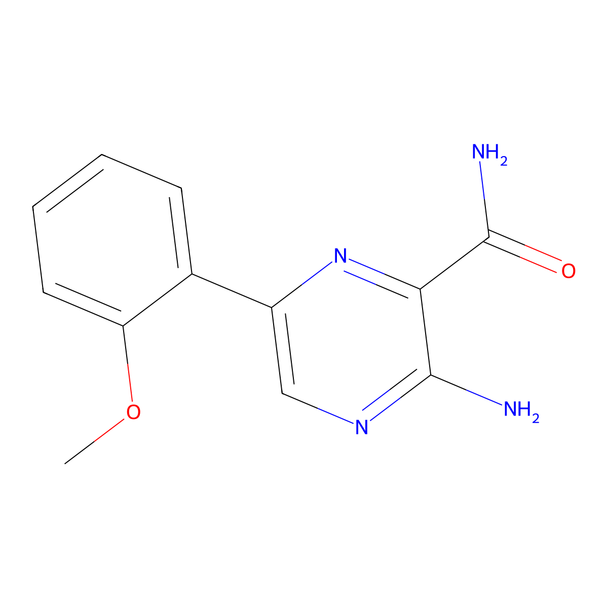 3-amino-6-(2-methoxyphenyl)-2-Pyrazinecarboxamide molecular structure, CAS 625459-42-9