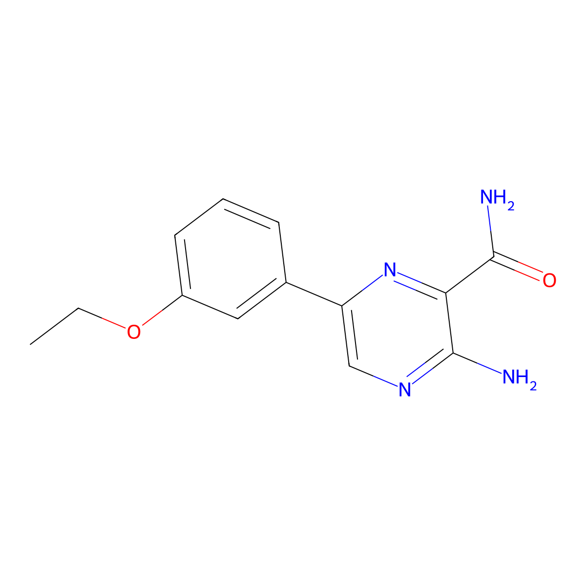 3-amino-6-(3-ethoxyphenyl)-2-Pyrazinecarboxamide molecular structure, CAS 625459-53-2