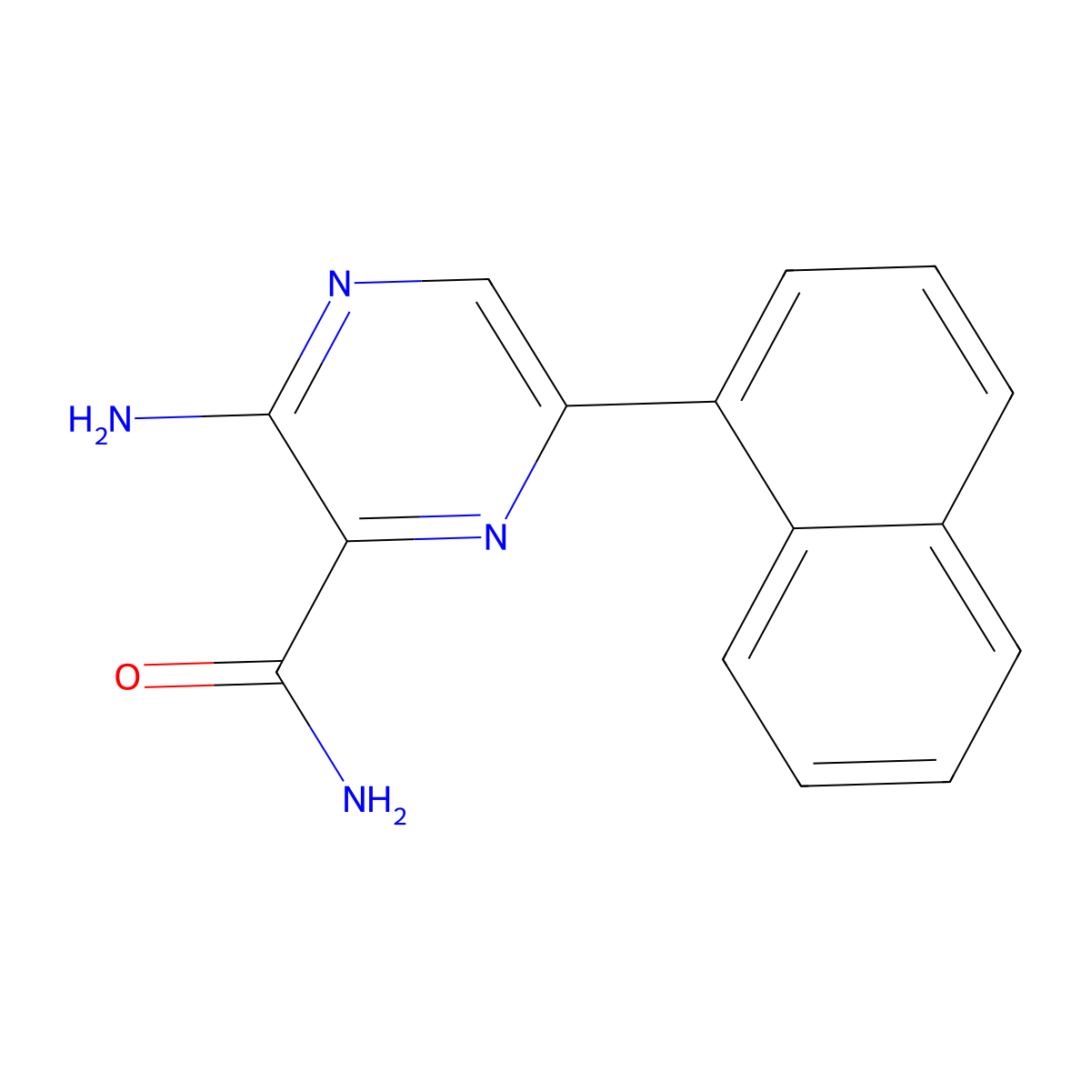 3-Amino-6-(naphthalen-1-yl)pyrazine-2-carboxamide molecular structure, CAS 625459-57-6