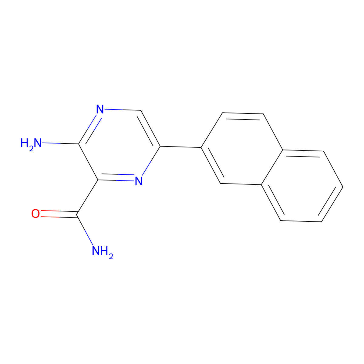 3-amino-6-(2-naphthalenyl)-2-Pyrazinecarboxamide molecular structure, CAS 625459-59-8