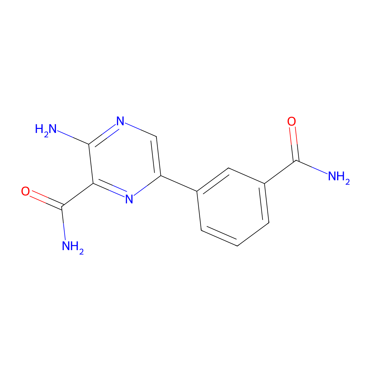3-Amino-6-[3-(aminocarbonyl)phenyl]-2-pyrazinecarboxamide molecular structure, CAS 625459-62-3