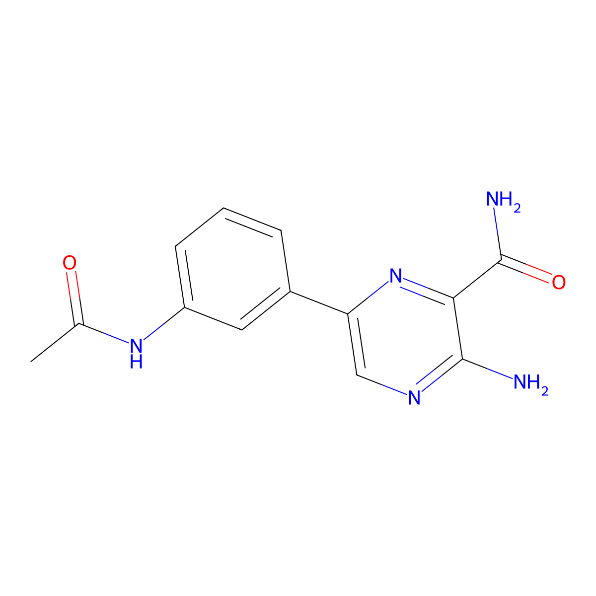 6-[3-(Acetylamino)phenyl]-3-amino-2-pyrazinecarboxamide molecular structure, CAS 625459-64-5