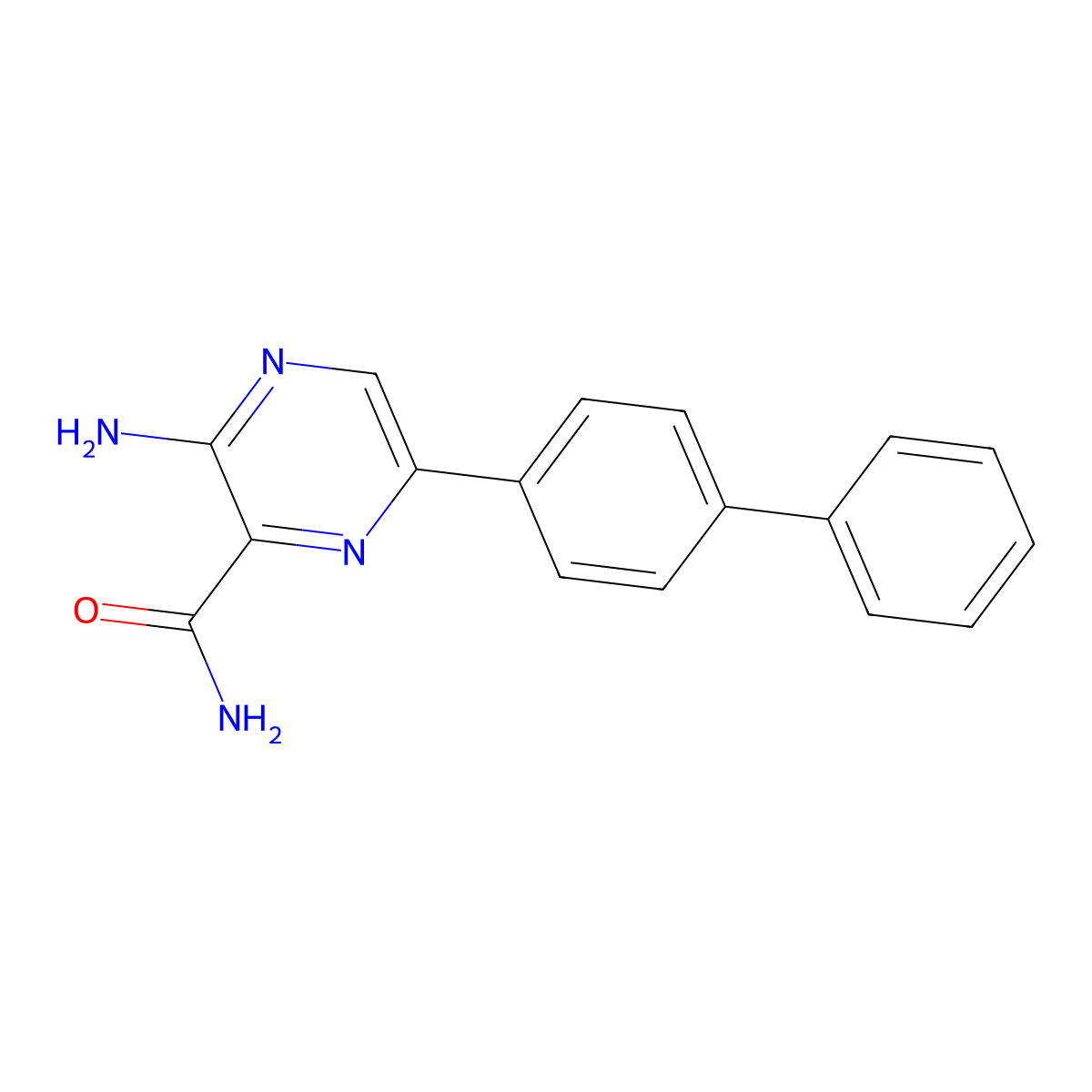 3-Amino-6-[1,1'-biphenyl]-4-yl-2-pyrazinecarboxamide molecular structure, CAS 625459-65-6