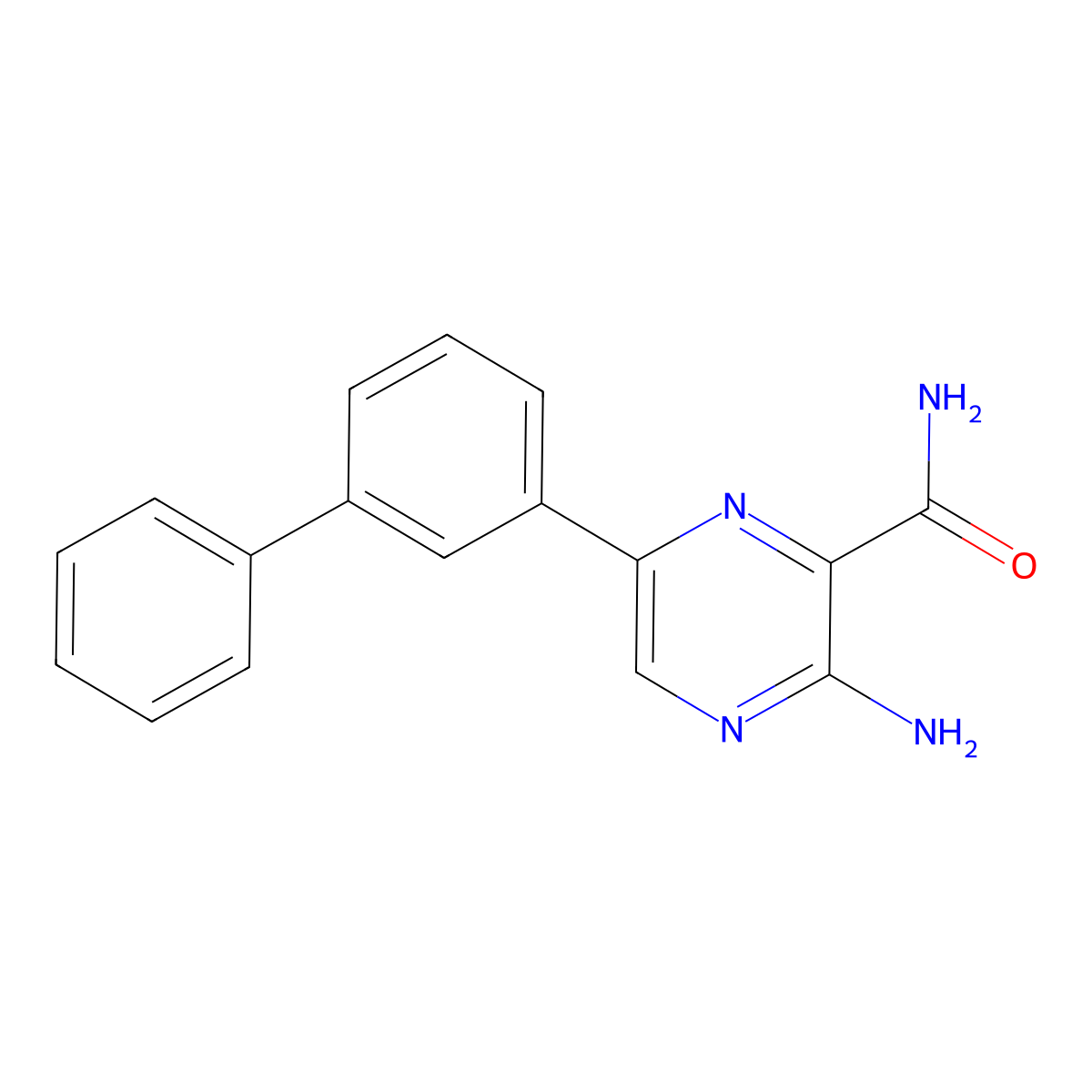3-Amino-6-[1,1'-biphenyl]-3-yl-2-pyrazinecarboxamide molecular structure, CAS 625459-83-8