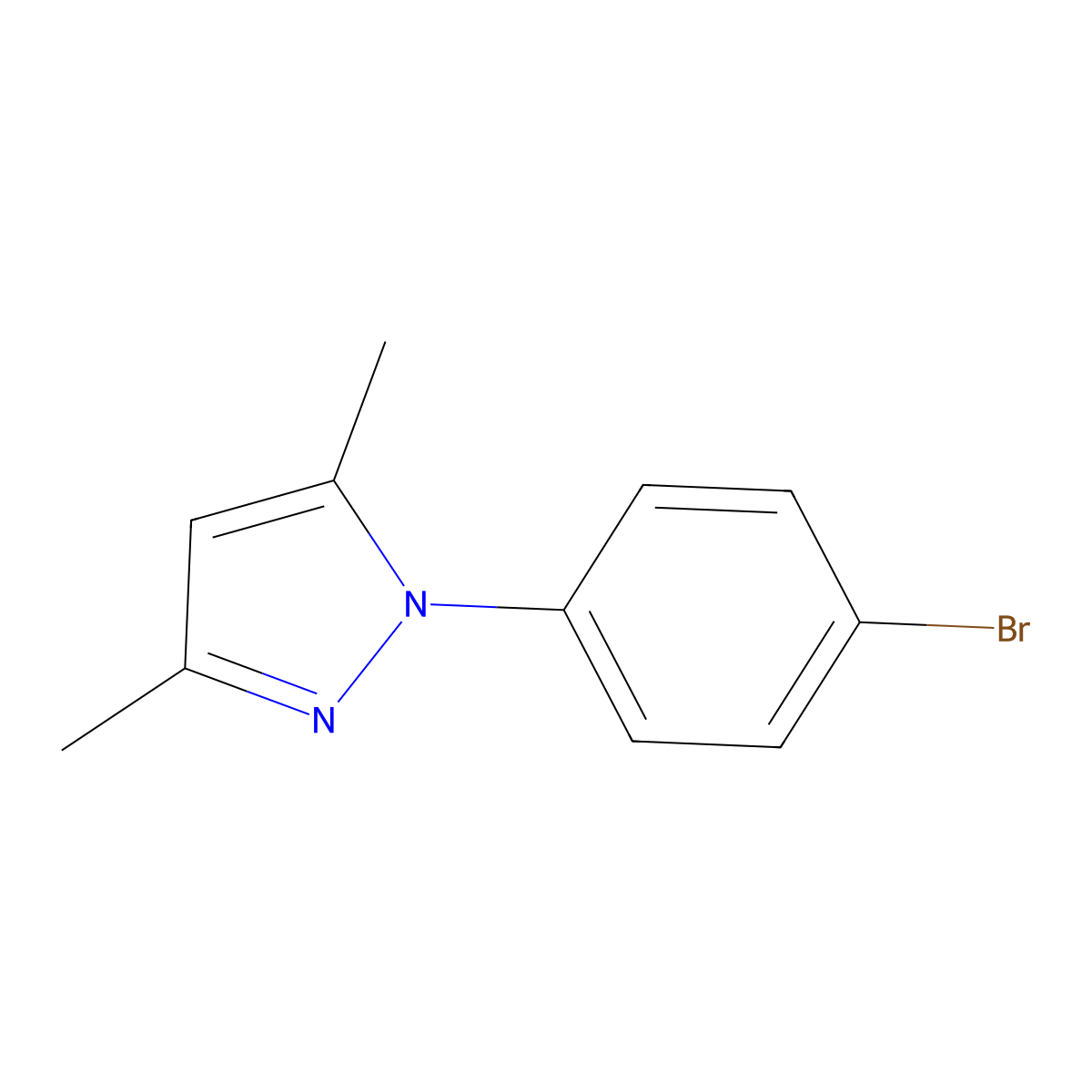 1-(4-Bromophenyl)-3,5-dimethyl-1H-pyrazole molecular structure, CAS 62546-27-4