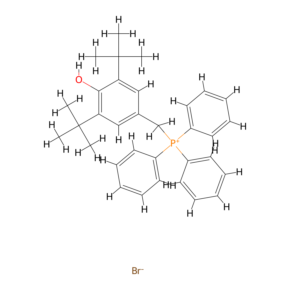(3,5-di-tert-Butyl-4-hydroxybenzyl)triphenylphosphonium bromide molecular structure, CAS 62546-89-8