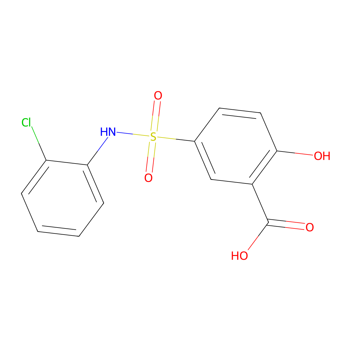 5-[(2-Chlorophenyl)sulfamoyl]-2-hydroxybenzoic acid molecular structure, CAS 62547-09-5