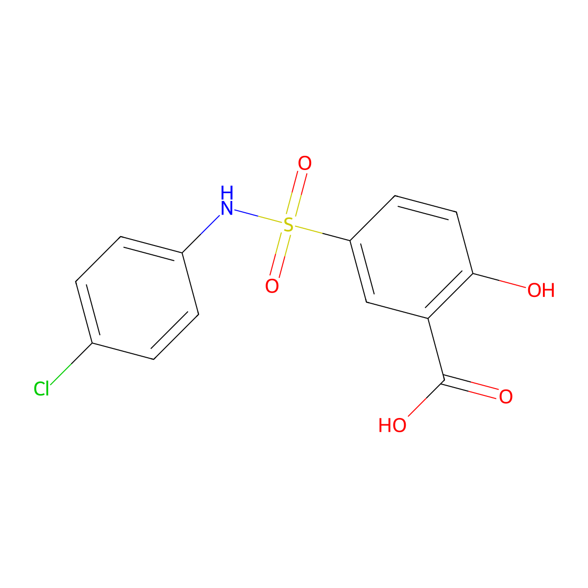 5-((4-Chlorophenyl)sulfamoyl)-2-hydroxybenzoic acid molecular structure, CAS 62547-11-9