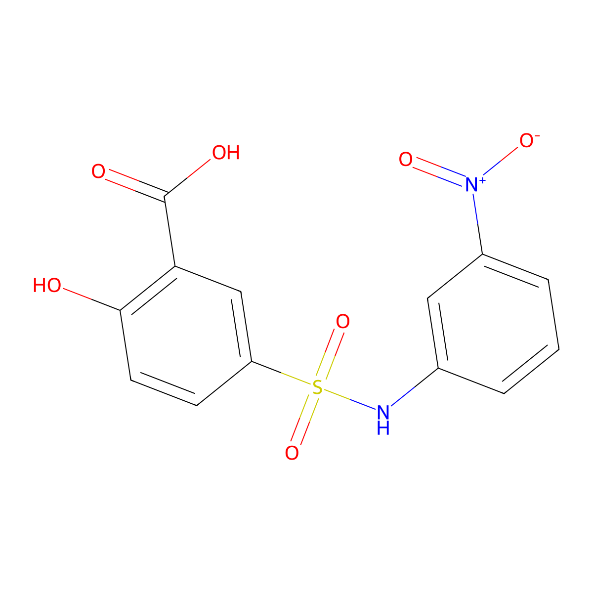 Benzoic acid, 2-hydroxy-5-[[(3-nitrophenyl)amino]sulfonyl]- molecular structure, CAS 62547-13-1