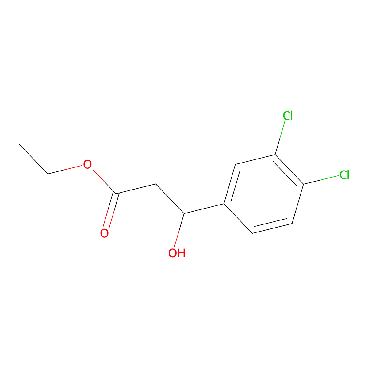 Ethyl 3-(3,4-dichlorophenyl)-3-hydroxypropanoate molecular structure, CAS 62547-78-8