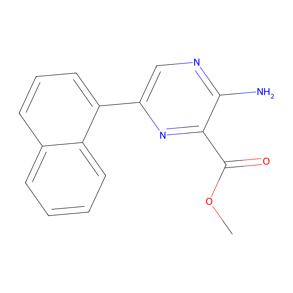 Methyl 3-amino-6-naphthalen-1-ylpyrazine-2-carboxylate molecular structure, CAS 625470-23-7