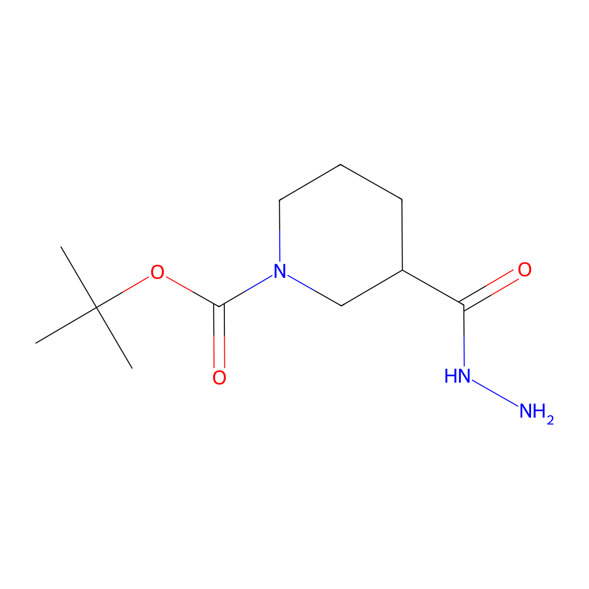 Tert-butyl 3-(hydrazinecarbonyl)piperidine-1-carboxylate molecular structure, CAS 625470-88-4