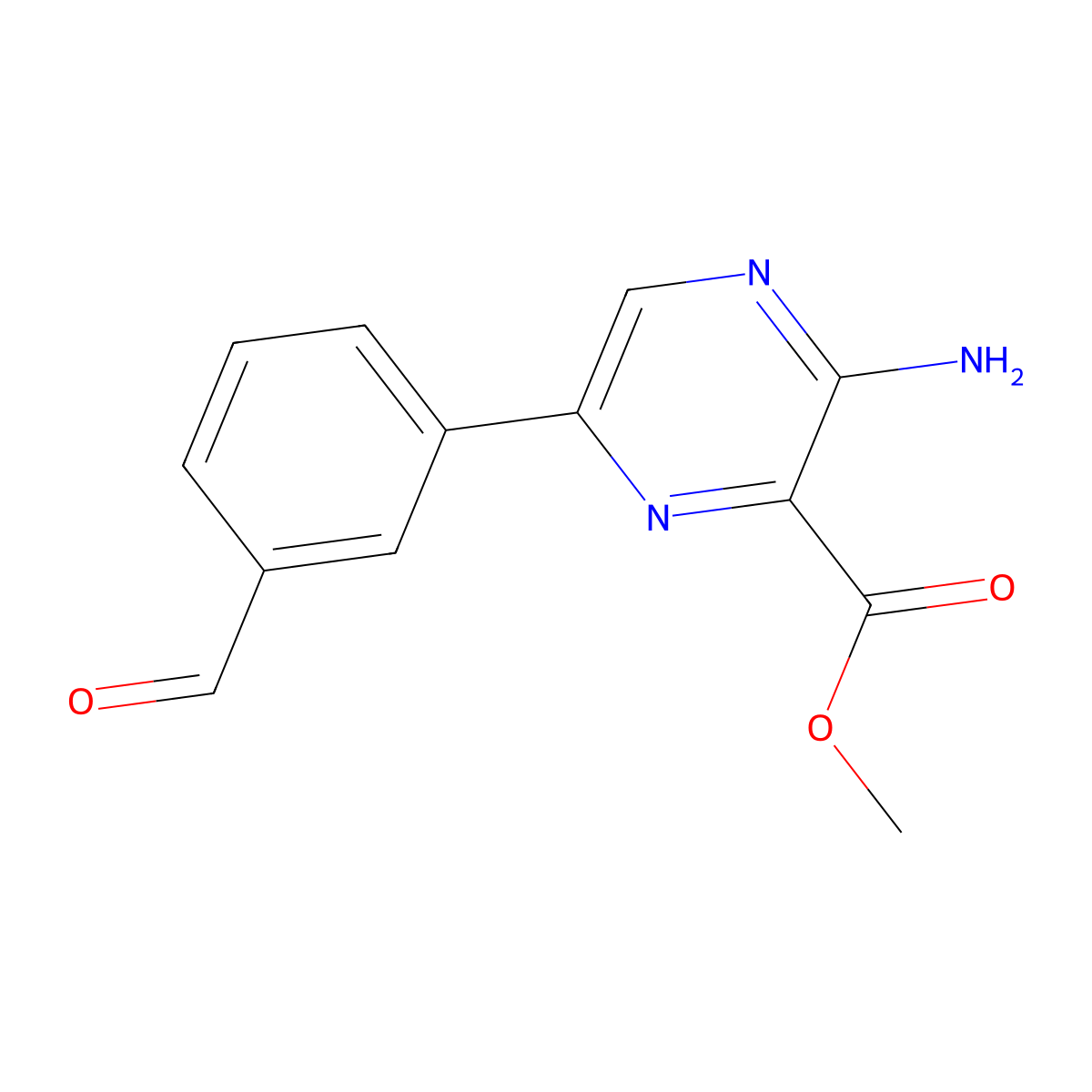 Methyl 3-amino-6-(3-formylphenyl)-2-pyrazinecarboxylate molecular structure, CAS 625471-12-7