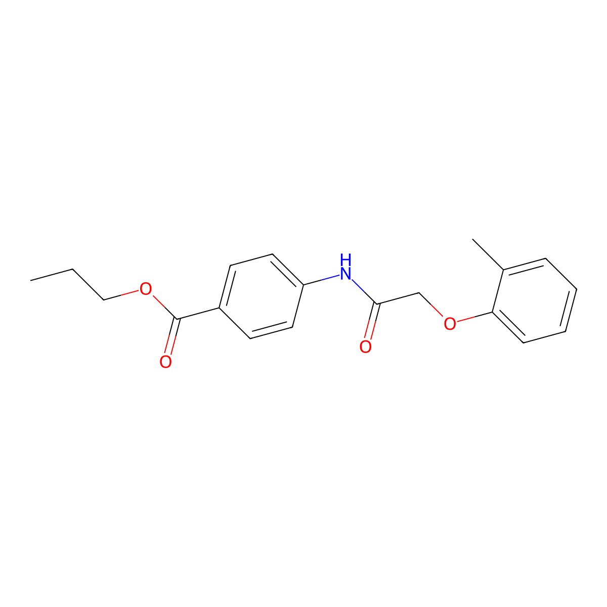 Propyl 4-{[(2-methylphenoxy)acetyl]amino}benzoate molecular structure, CAS 6255-02-3