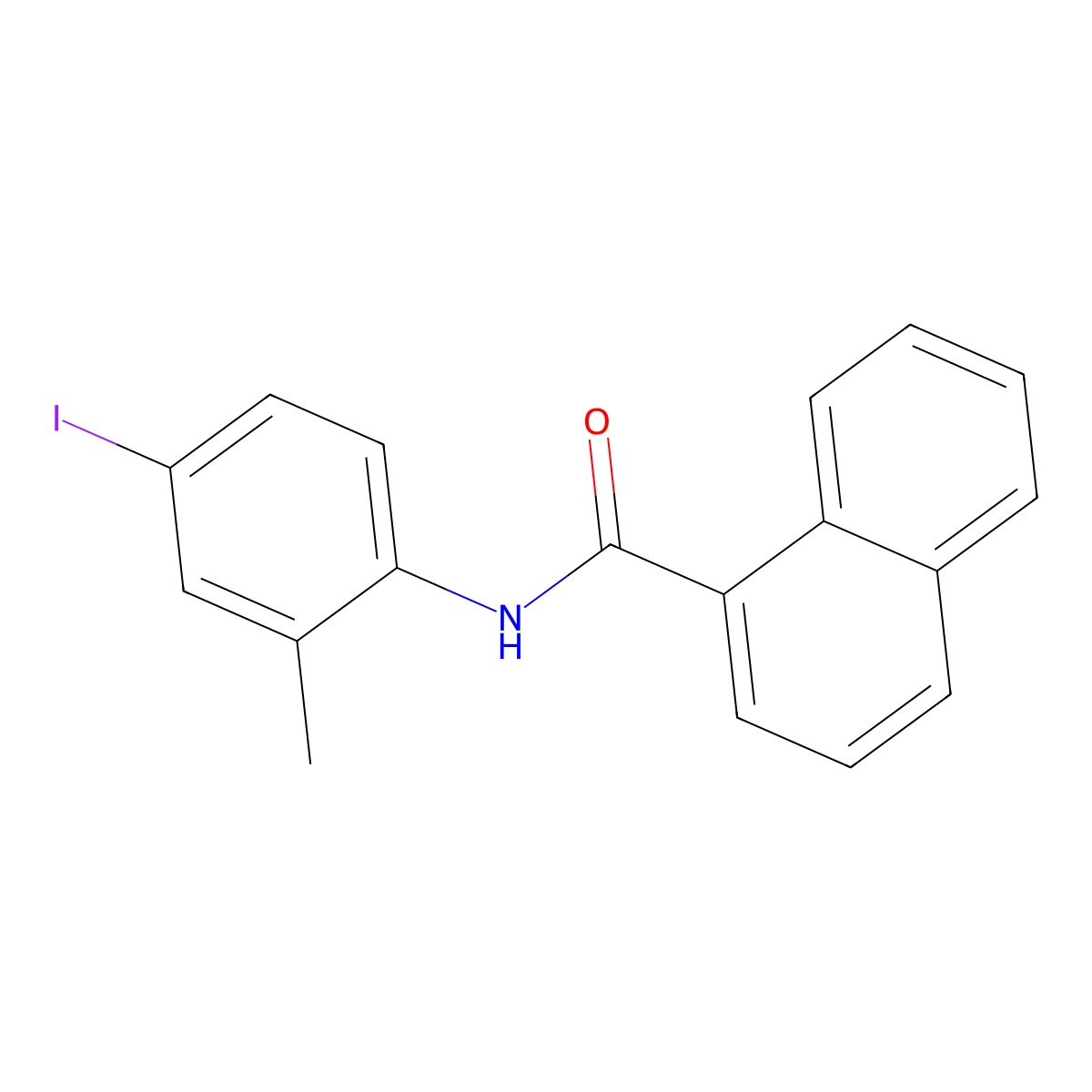 N-(4-iodo-2-methylphenyl)naphthalene-1-carboxamide molecular structure, CAS 6255-15-8