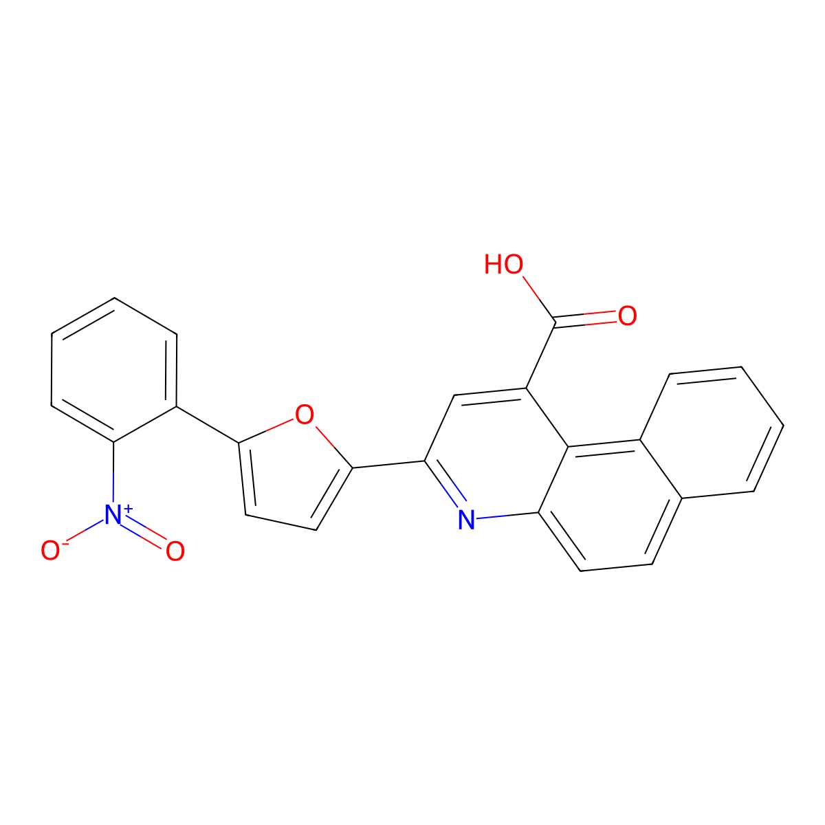 3-[5-(2-Nitrophenyl)furan-2-yl]benzo[f]quinoline-1-carboxylic acid molecular structure, CAS 6255-38-5