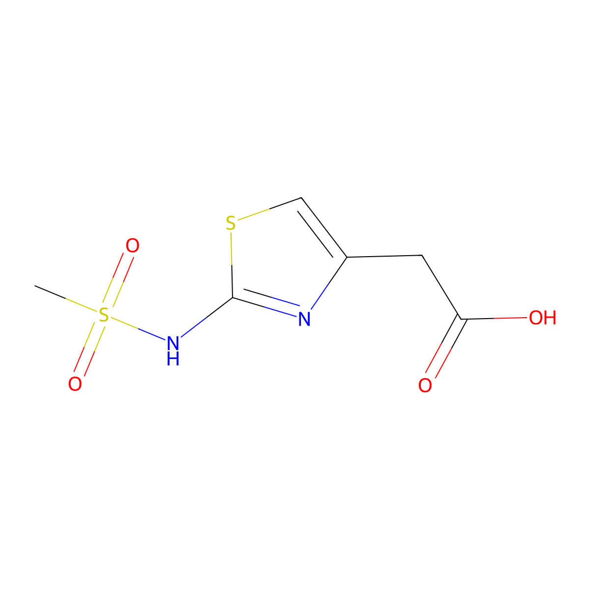 2-(2-Methanesulfonamido-1,3-thiazol-4-yl)acetic acid molecular structure, CAS 62557-05-5