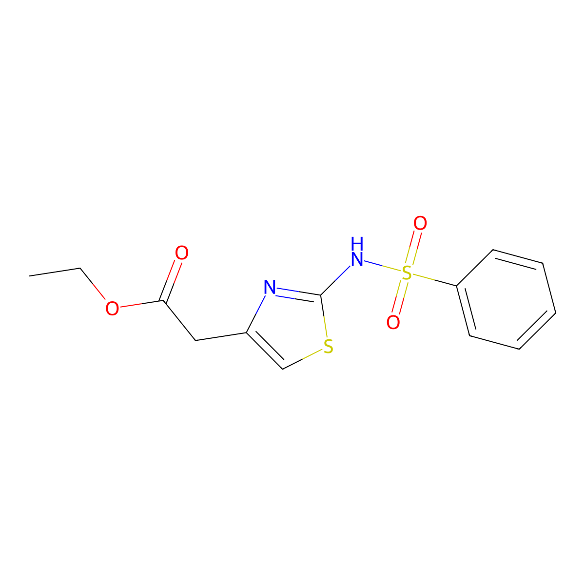 Ethyl {2-[(phenylsulfonyl)amino]-1,3-thiazol-4-yl}acetate molecular structure, CAS 62557-35-1