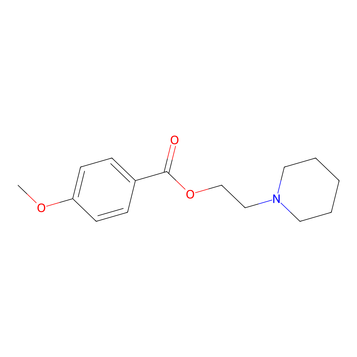 2-Piperidin-1-ylethyl 4-methoxybenzoate molecular structure, CAS 62557-46-4