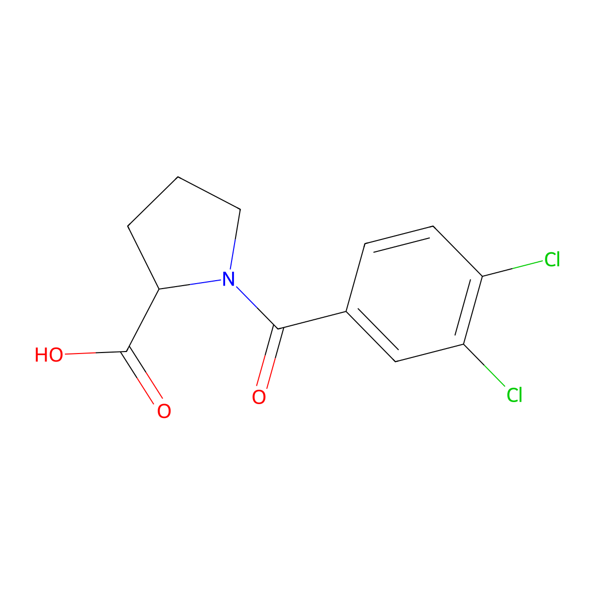 1-(3,4-Dichlorobenzoyl)pyrrolidine-2-carboxylic acid molecular structure, CAS 62559-51-7