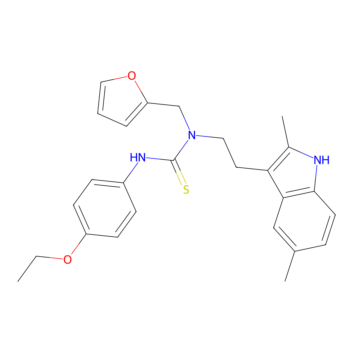 1-[2-(2,5-dimethyl-1H-indol-3-yl)ethyl]-3-(4-ethoxyphenyl)-1-(furan-2-ylmethyl)thiourea molecular structure, CAS 6256-51-5