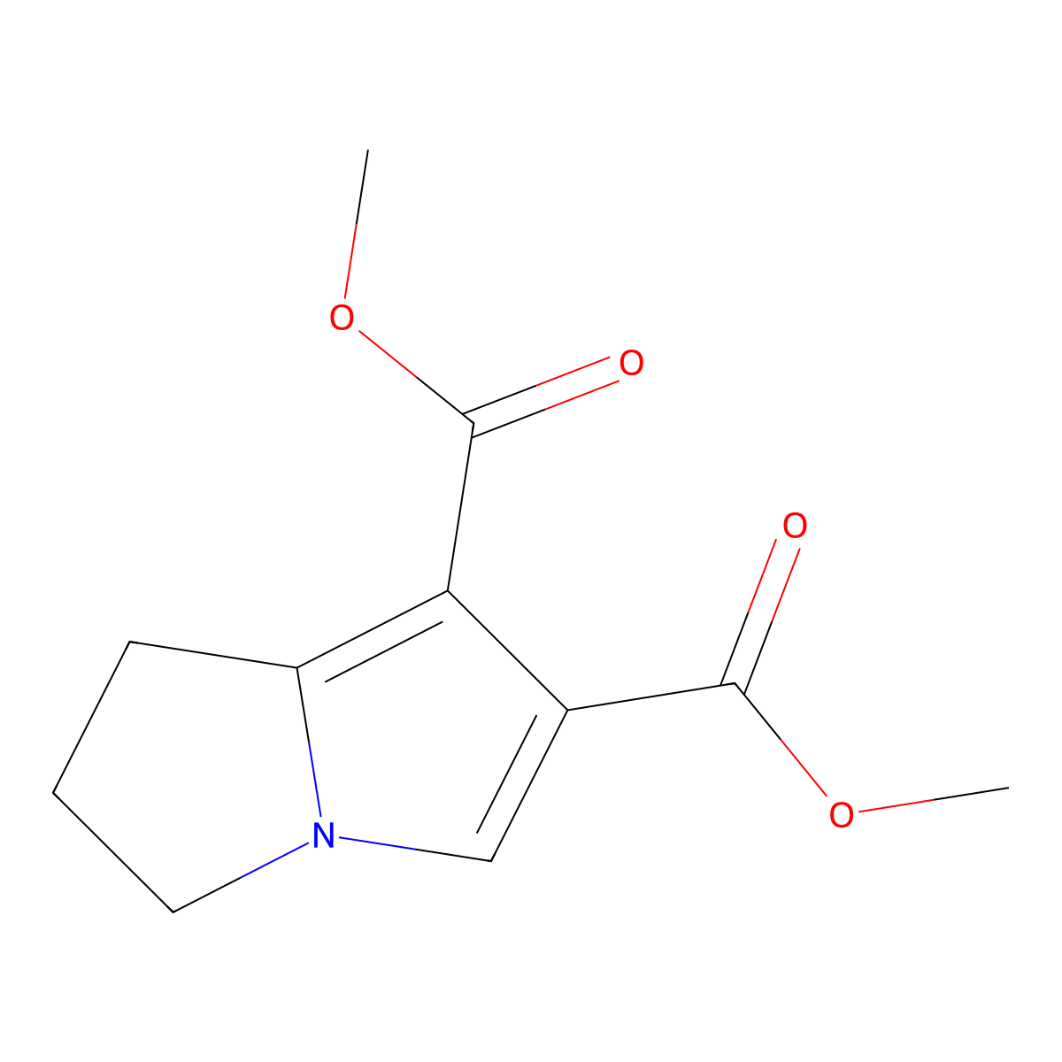dimethyl 2,3-dihydro-1H-pyrrolizine-6,7-dicarboxylate molecular structure, CAS 62563-06-8