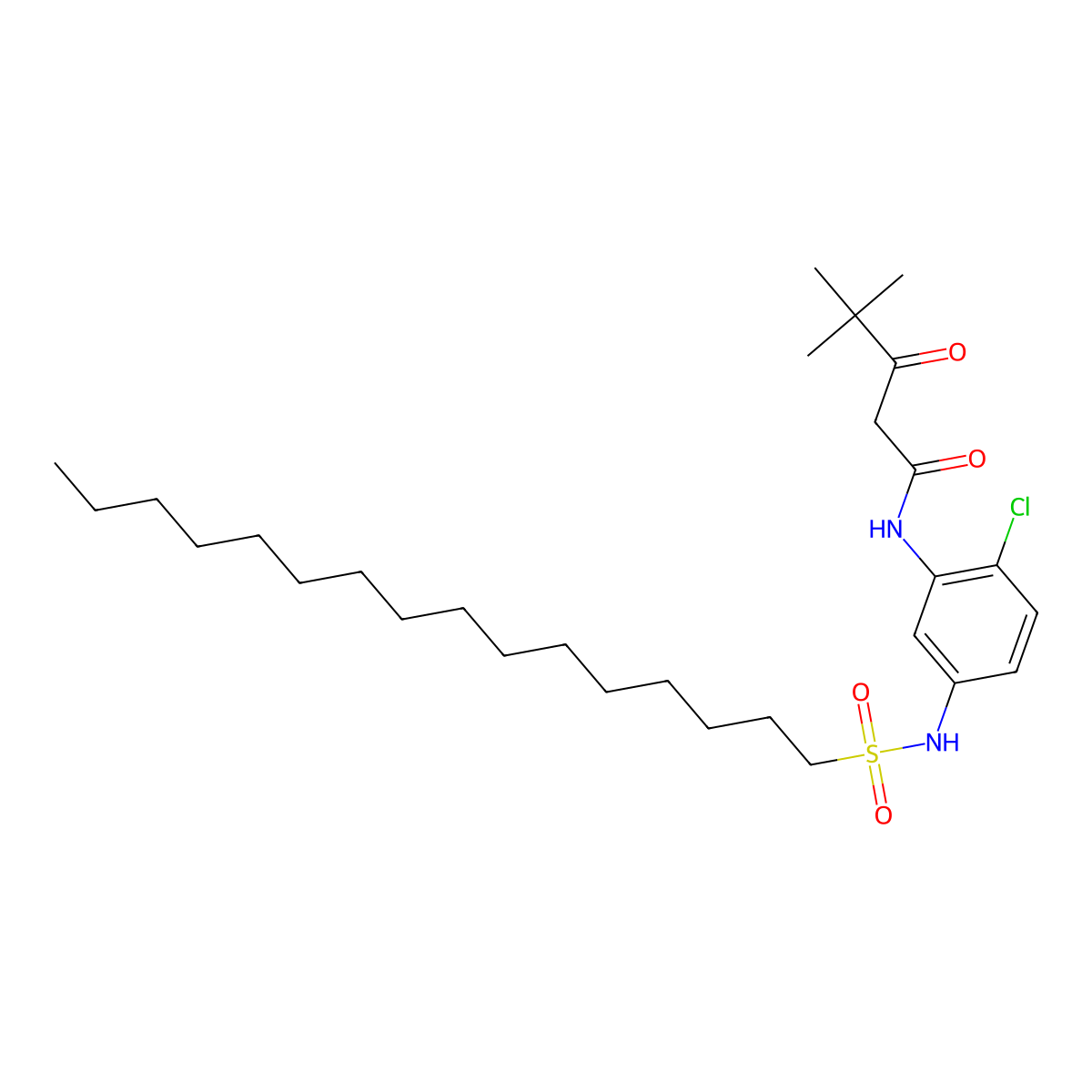 Pentanamide, N-[2-chloro-5-[(hexadecylsulfonyl)amino]phenyl]-4,4-dimethyl-3-oxo- molecular structure, CAS 62563-16-0