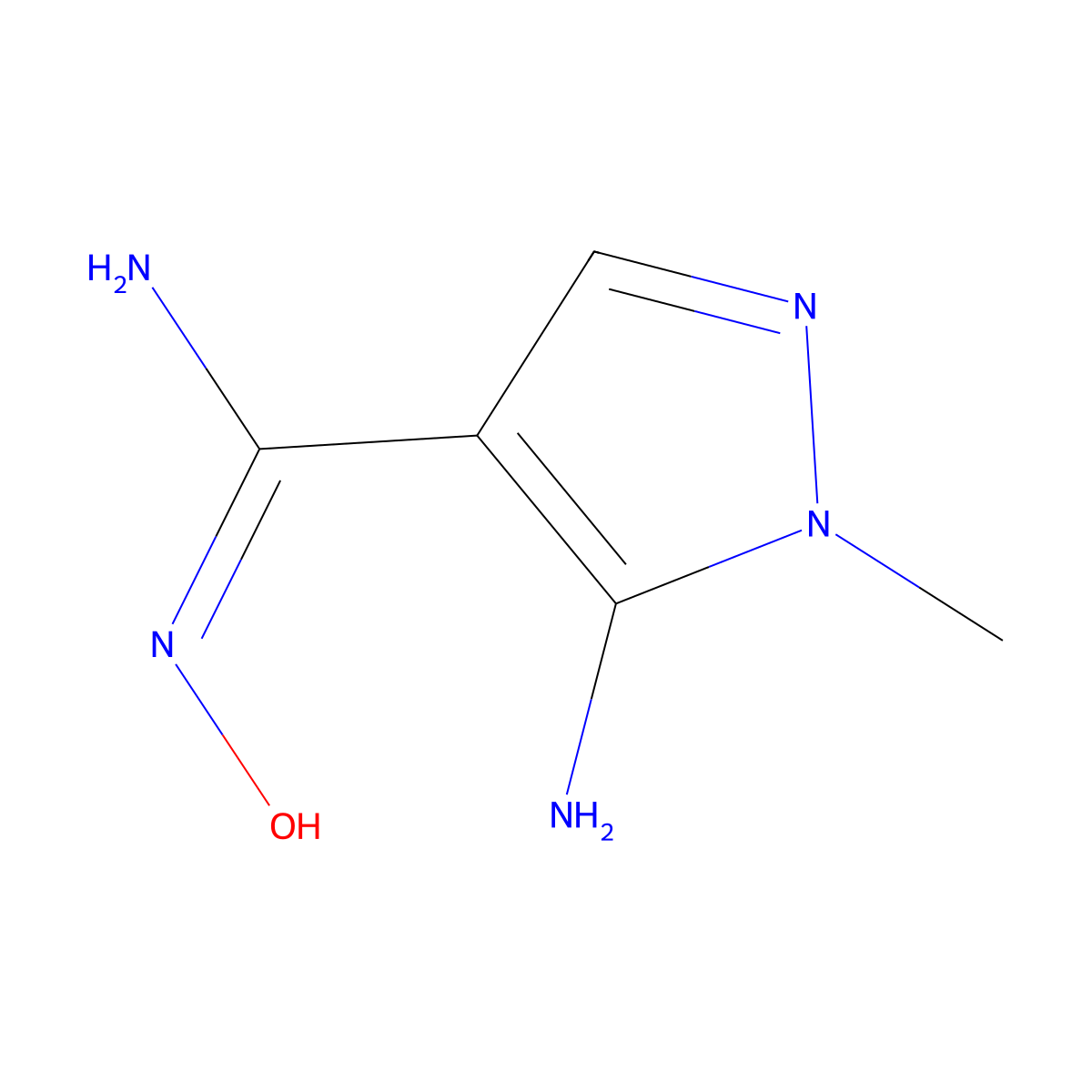 5-Amino-N'-hydroxy-1-methyl-1H-pyrazole-4-carboximidamide molecular structure, CAS 62564-69-6