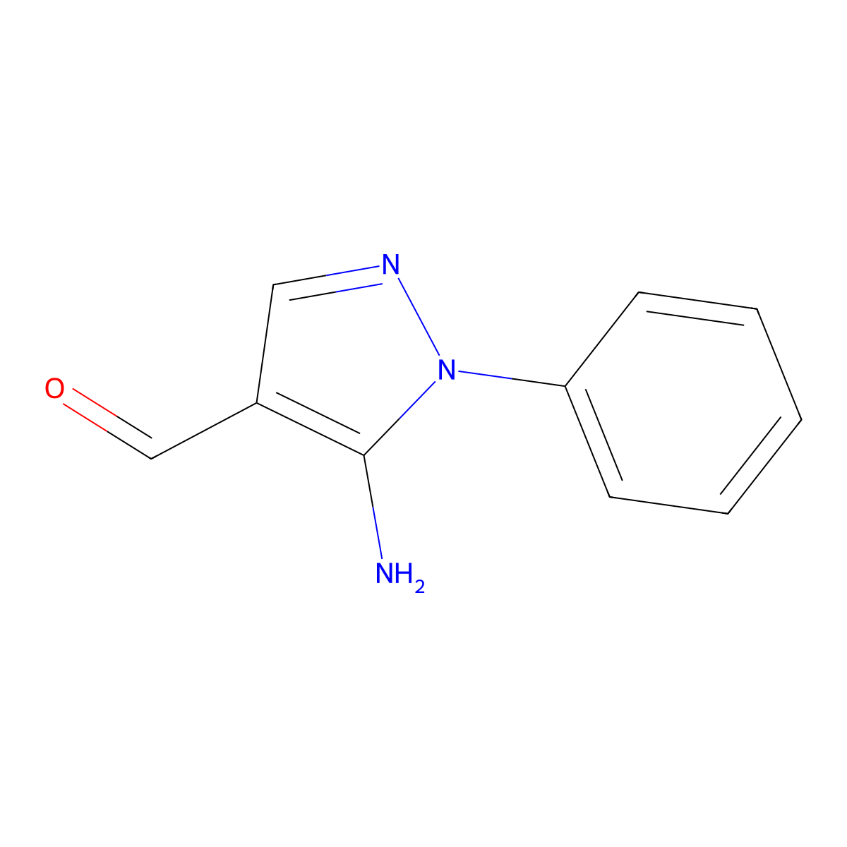 5-Amino-1-phenyl-1H-pyrazole-4-carbaldehyde molecular structure, CAS 62564-91-4