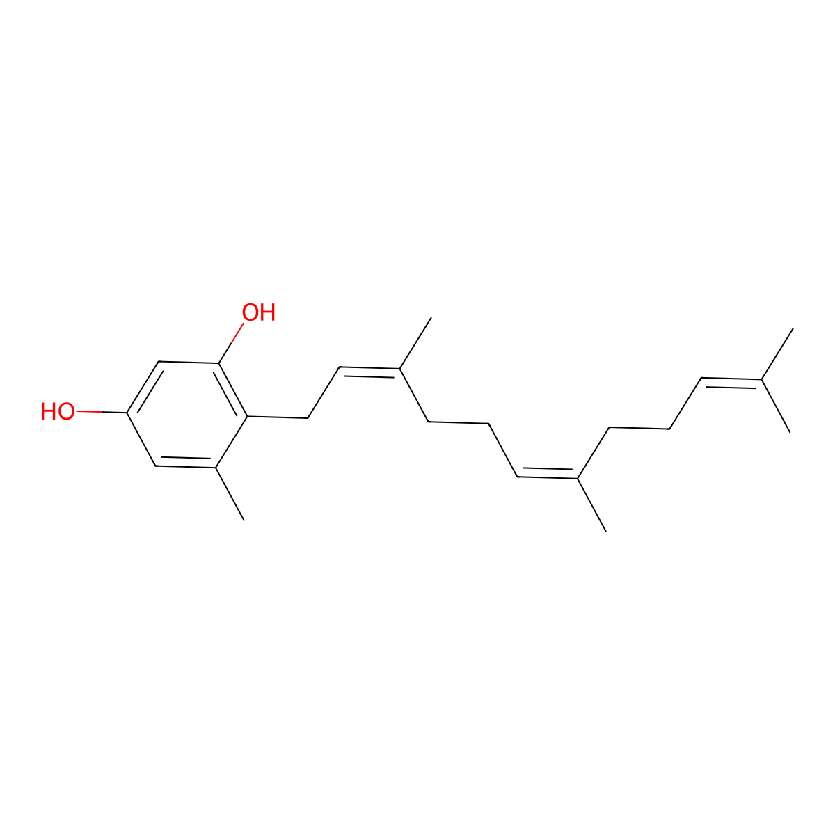 5-Methyl-4-(3,7,11-trimethyldodeca-2,6,10-trien-1-YL)benzene-1,3-diol molecular structure, CAS 62566-45-4