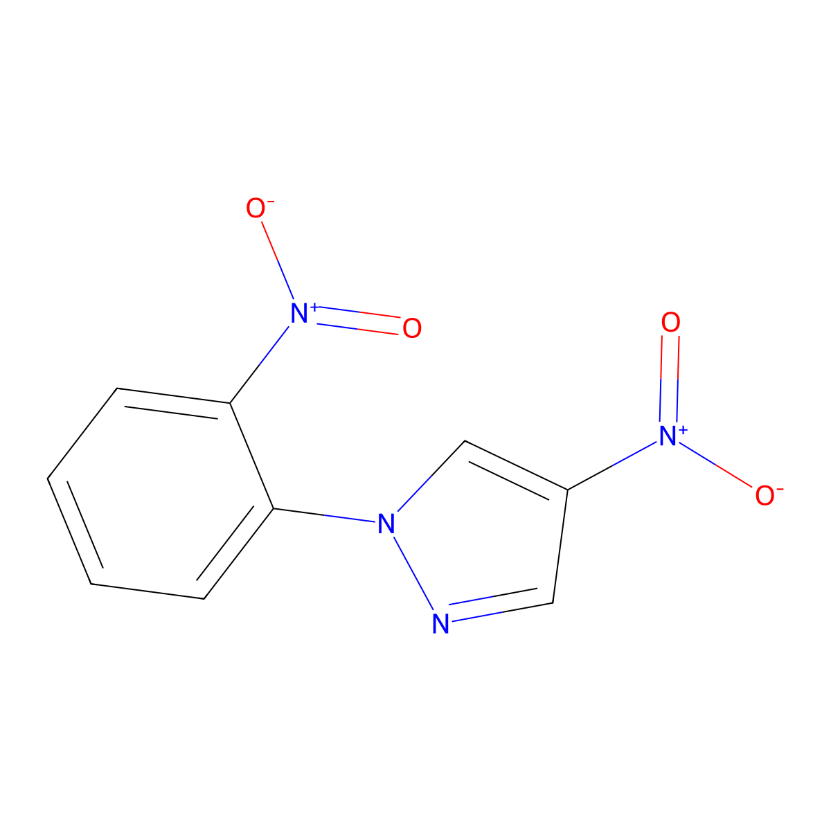 4-nitro-1-(2-nitrophenyl)-1H-pyrazole molecular structure, CAS 62569-41-9