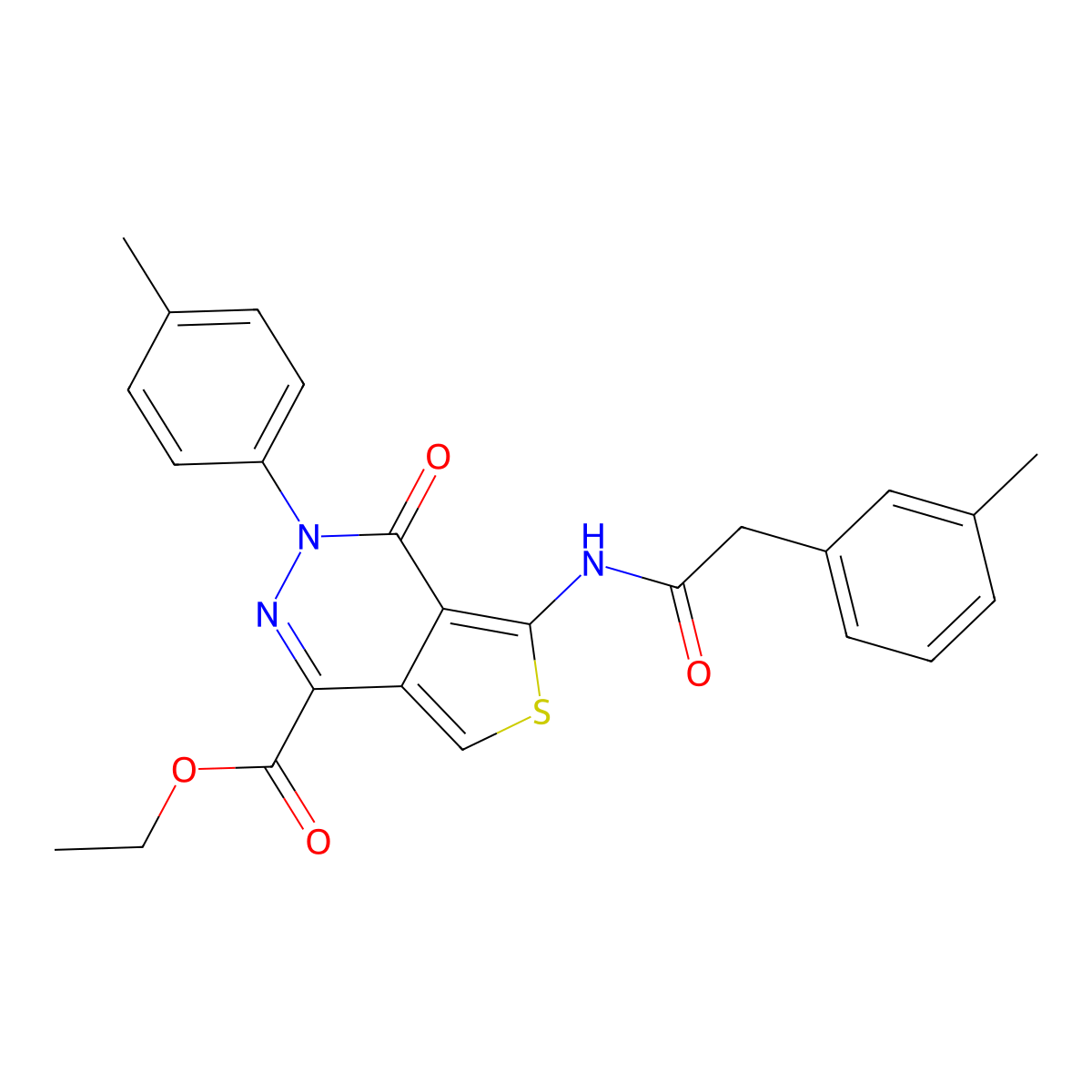 Ethyl 4-oxo-3-(p-tolyl)-5-(2-(m-tolyl)acetamido)-3,4-dihydrothieno[3,4-d]pyridazine-1-carboxylate molecular structure, CAS 6257-71-2