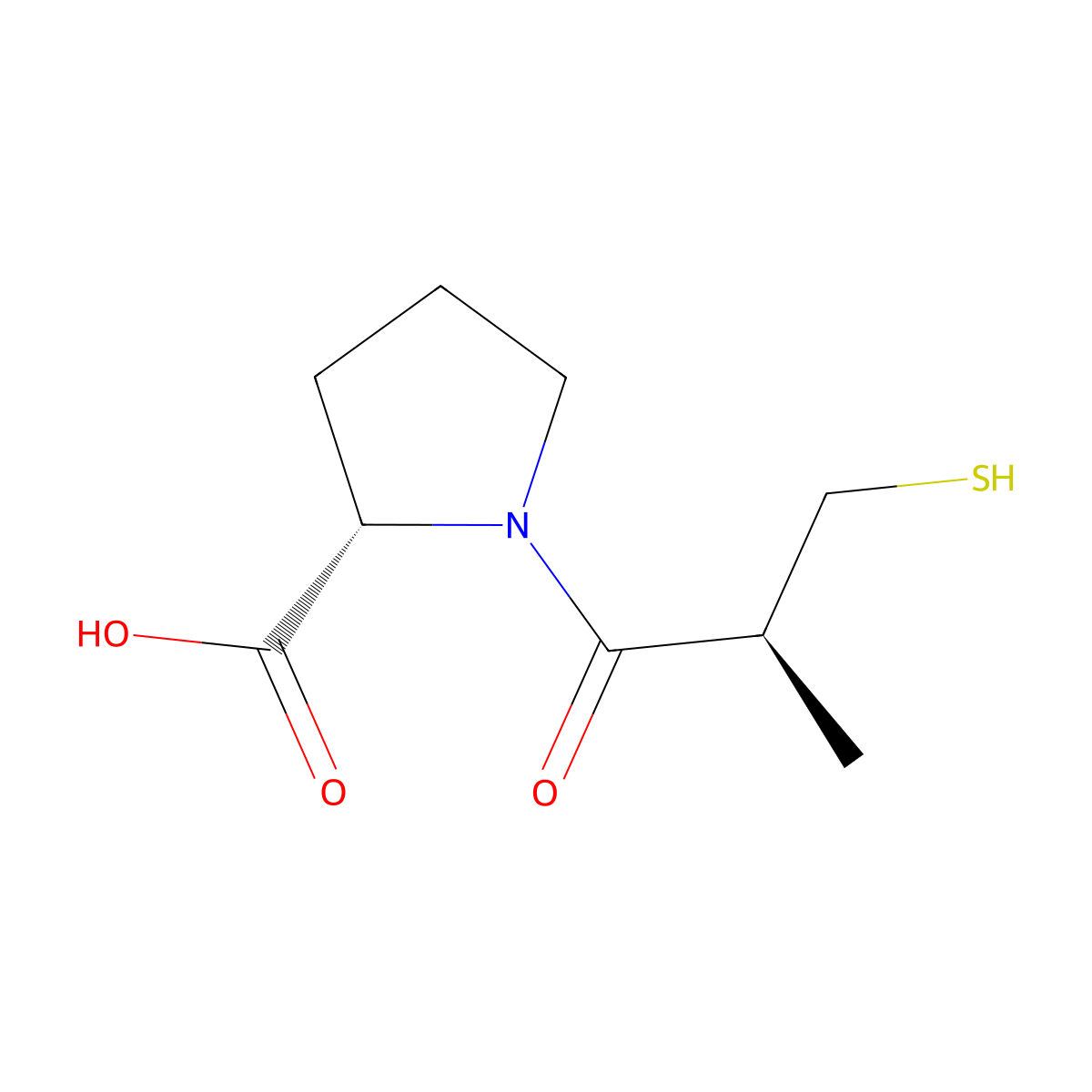 Captopril molecular structure, CAS 62571-86-2