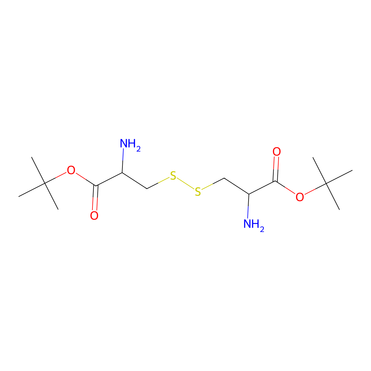 Cystine, Di-tert-butyl Ester, Dihydrochloride; L-Cystine, Bis(1,1-dimethylethyl) Ester, Dihydrochloride; L-Cystine Di-tert-butyl Ester Dihydrochloride molecular structure, CAS 62574-13-4