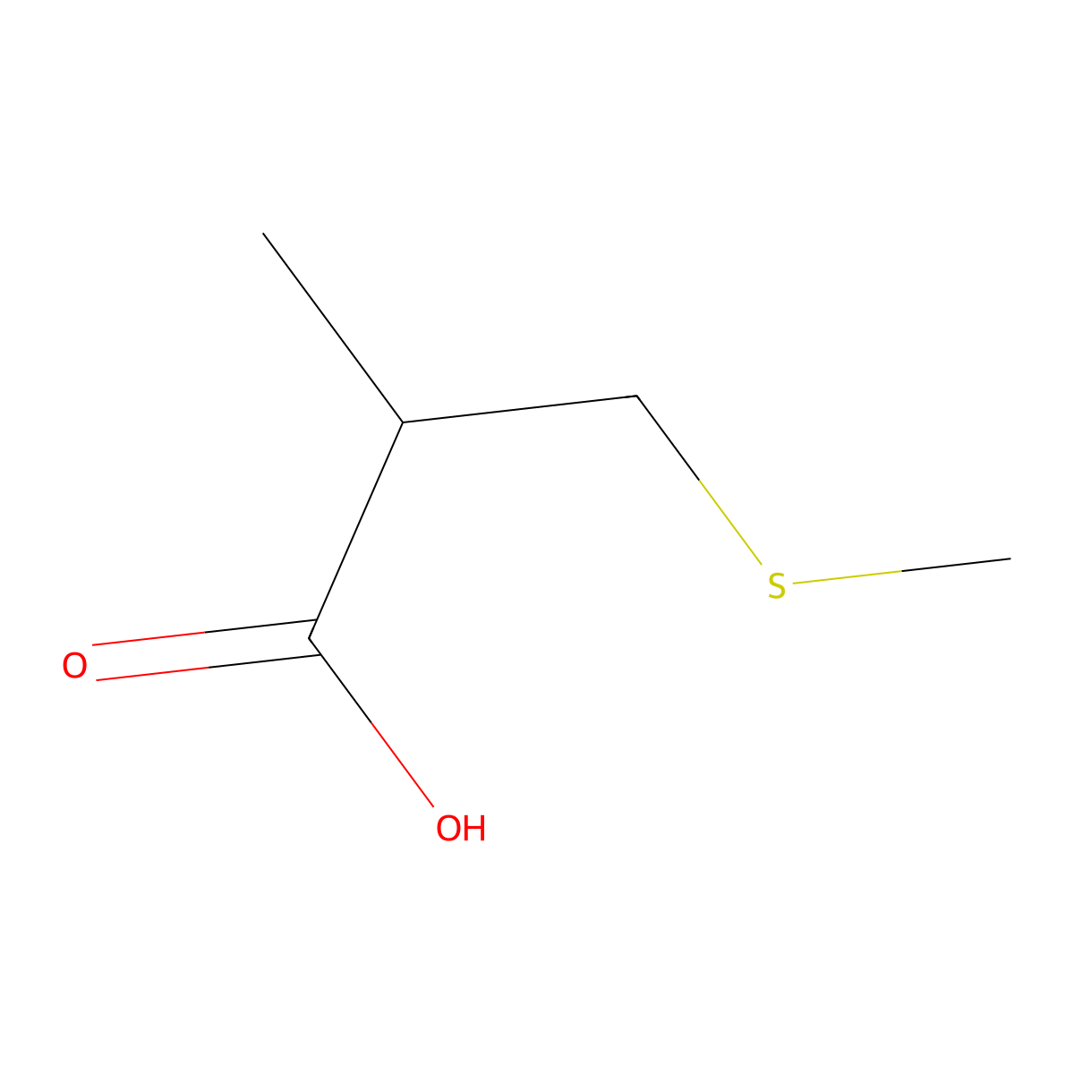 2-Methyl-3-(methylsulfanyl)propanoic acid molecular structure, CAS 62574-23-6
