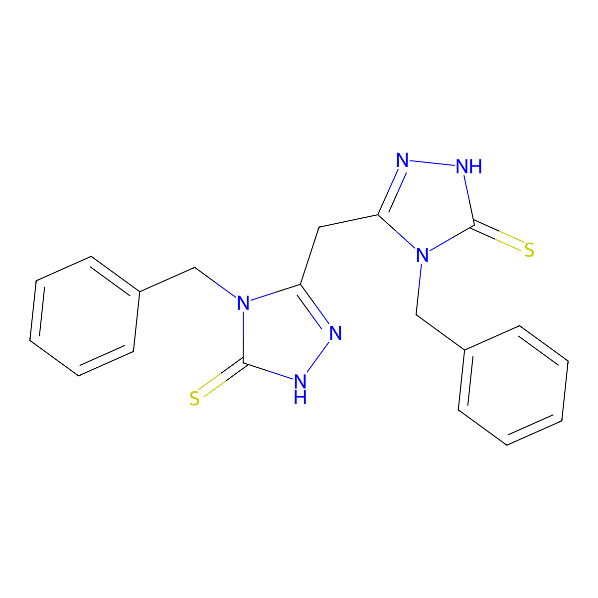 5,5'-methylenebis(4-benzyl-4H-1,2,4-triazole-3-thiol) molecular structure, CAS 62575-53-5
