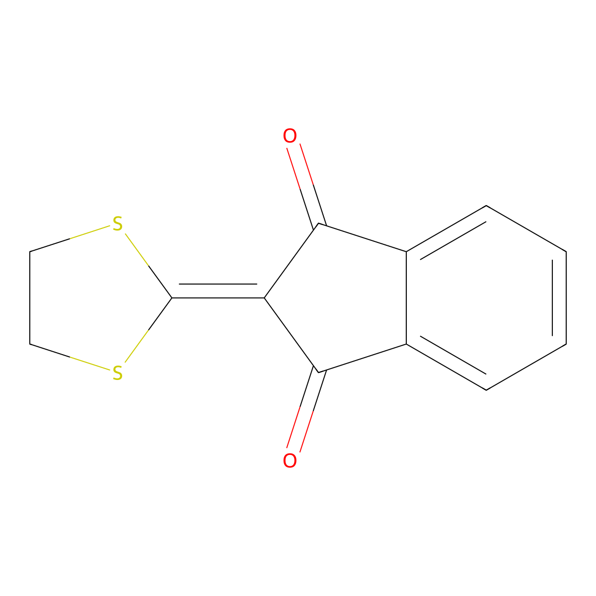 1H-Indene-1,3(2H)-dione, 2-(1,3-dithiolan-2-ylidene)- molecular structure, CAS 62576-05-0