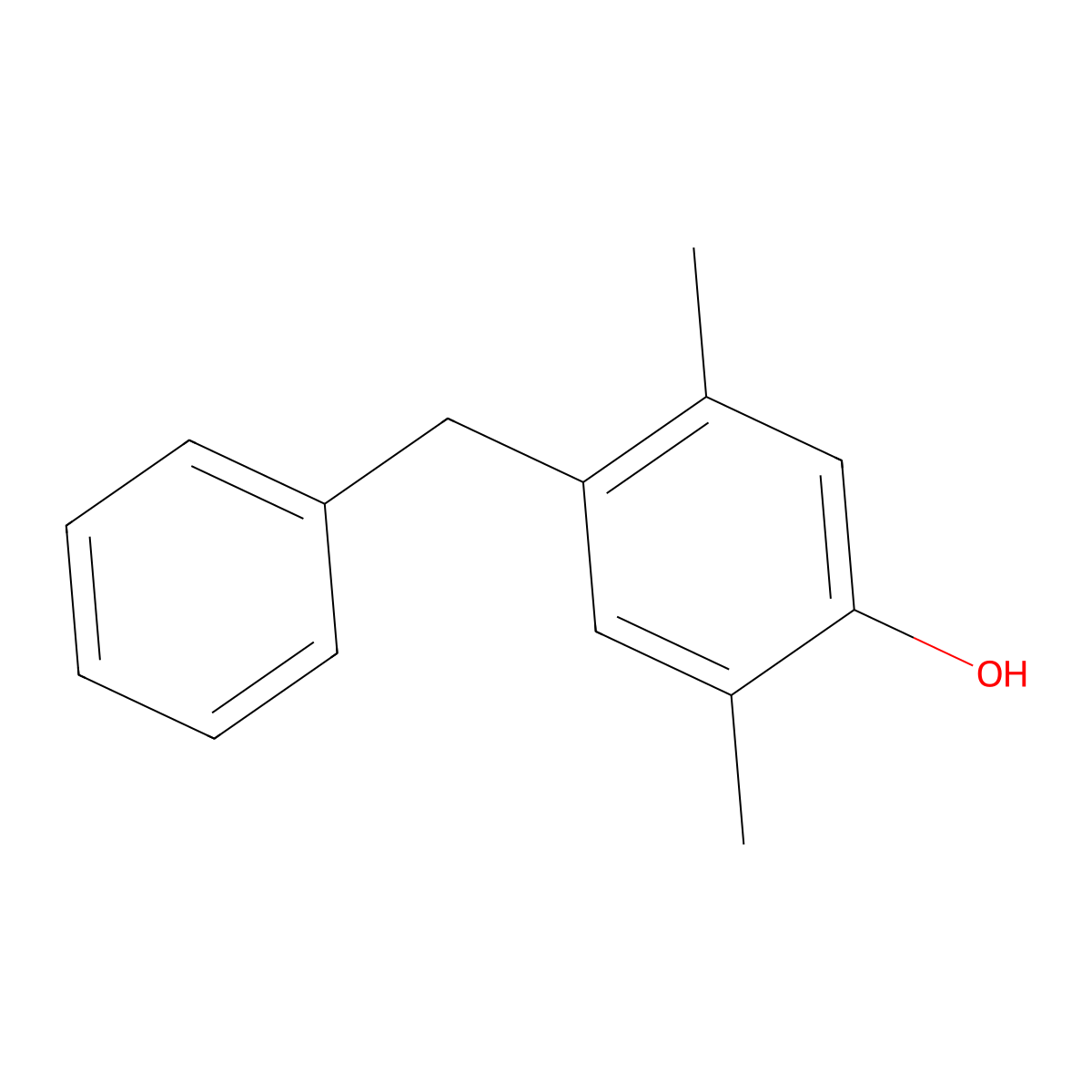 Phenol, 2,5-dimethyl-4-(phenylmethyl)- molecular structure, CAS 62577-75-7