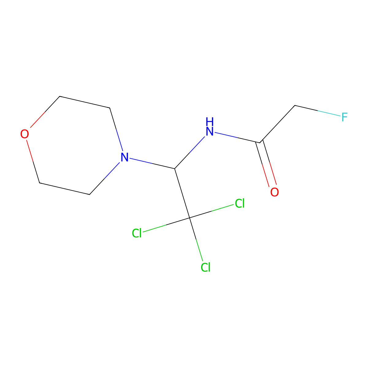 2-fluoro-N-[2,2,2-trichloro-1-(morpholin-4-yl)ethyl]acetamide molecular structure, CAS 6258-74-8