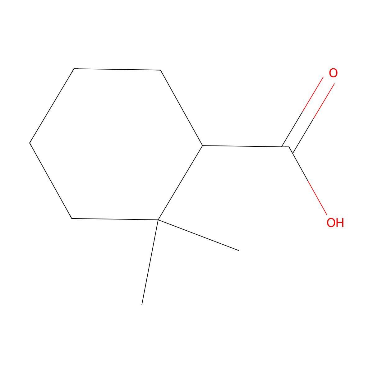 2,2-Dimethylcyclohexane-1-carboxylic acid molecular structure, CAS 62581-18-4