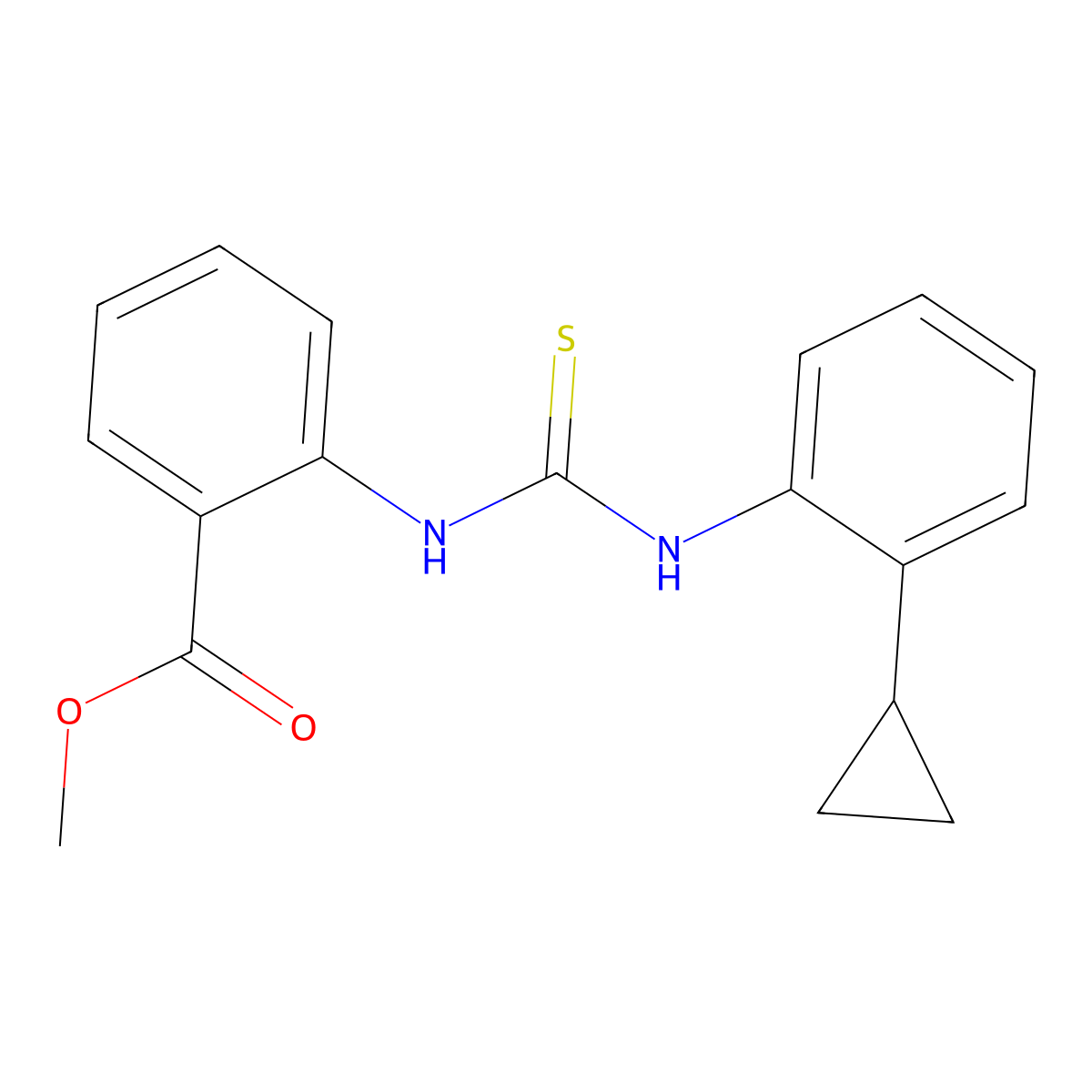 Methyl 2-{[(2-cyclopropylphenyl)carbamothioyl]amino}benzoate molecular structure, CAS 625818-95-3