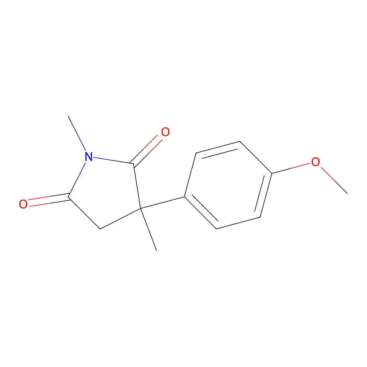 2,5-Pyrrolidinedione, 3-(4-methoxyphenyl)-1,3-dimethyl- molecular structure, CAS 62582-34-7