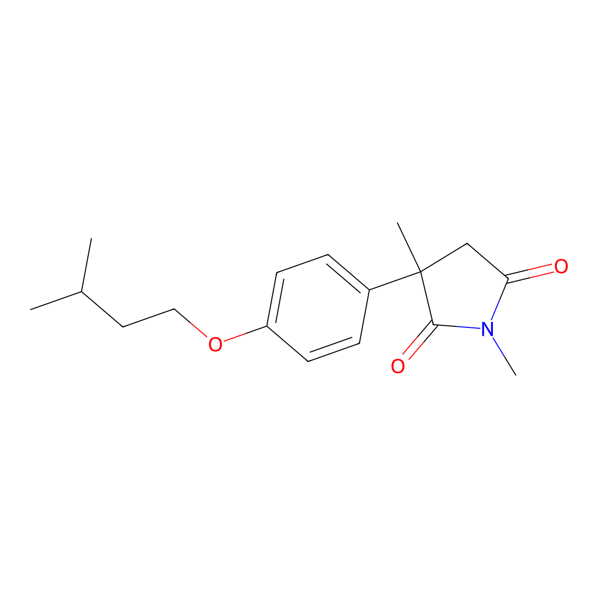 2,5-Pyrrolidinedione, 1,3-dimethyl-3-[4-(3-methylbutoxy)phenyl]- molecular structure, CAS 62582-41-6