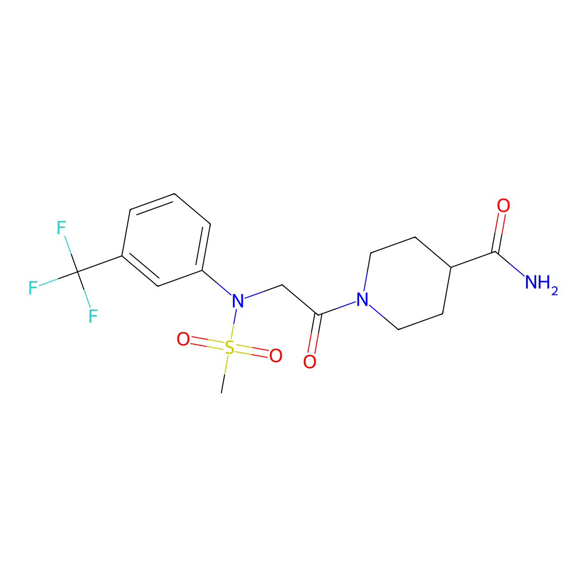 1-[2-[N-methylsulfonyl-3-(trifluoromethyl)anilino]acetyl]piperidine-4-carboxamide molecular structure, CAS 625822-53-9