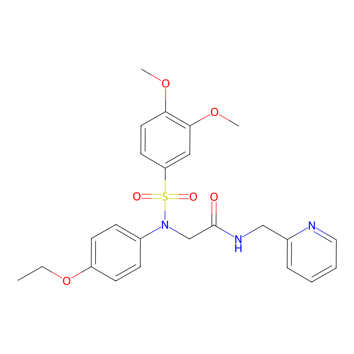 2-(N-(3,4-dimethoxyphenyl)sulfonyl-4-ethoxyanilino)-N-(pyridin-2-ylmethyl)acetamide molecular structure, CAS 625822-54-0