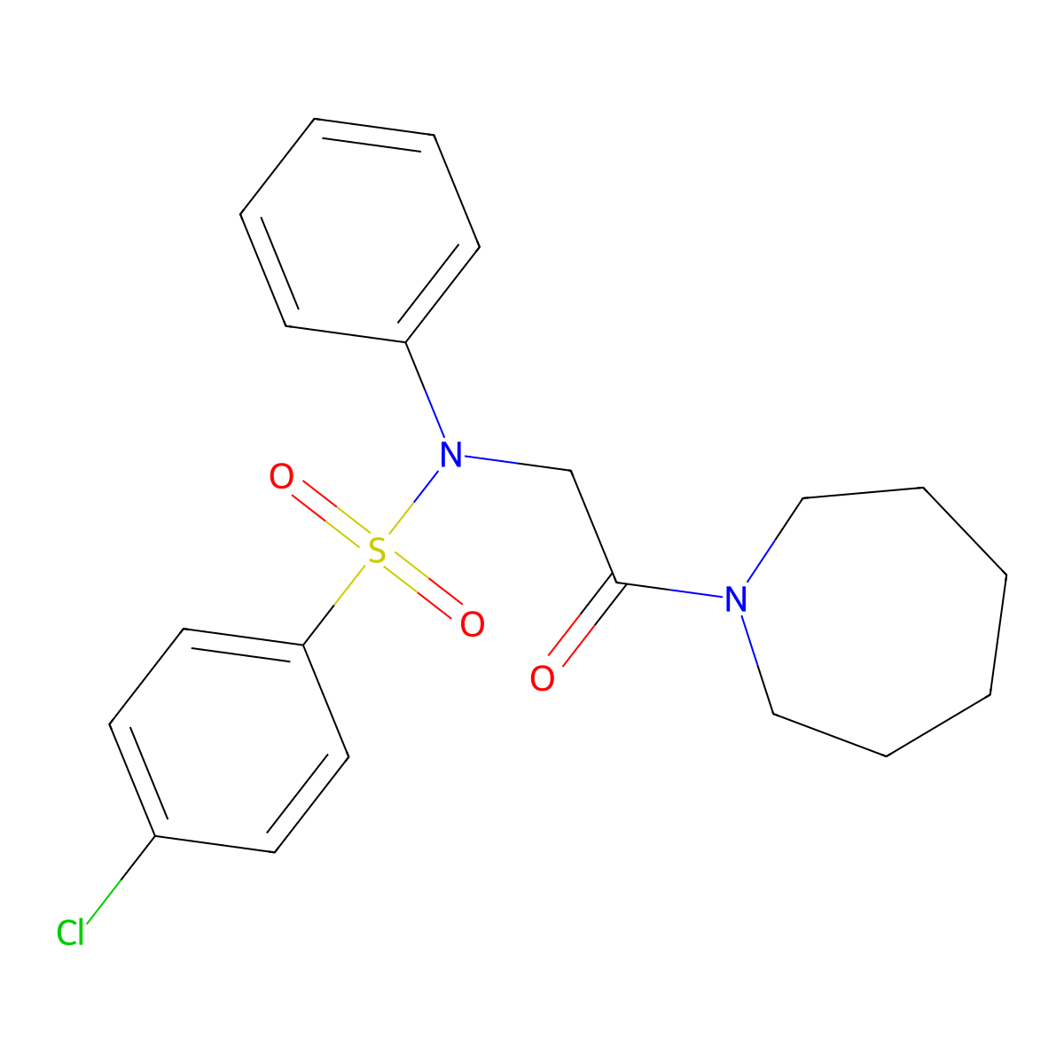 N-[2-(azepan-1-yl)-2-oxoethyl]-4-chloro-N-phenylbenzenesulfonamide molecular structure, CAS 625822-58-4