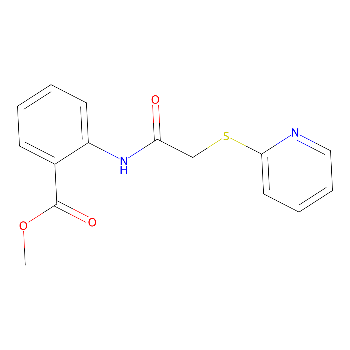 Methyl 2-[2-(pyridin-2-ylsulfanyl)acetamido]benzoate molecular structure, CAS 625822-63-1