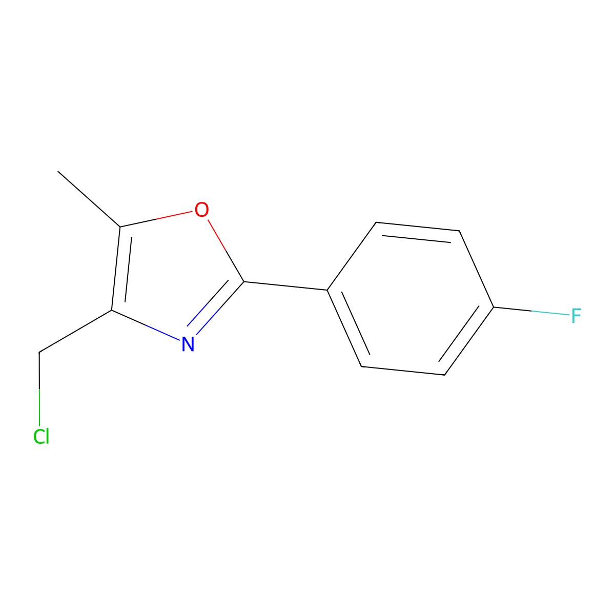 4-(Chloromethyl)-2-(4-fluorophenyl)-5-methyl-1,3-oxazole molecular structure, CAS 625826-69-9