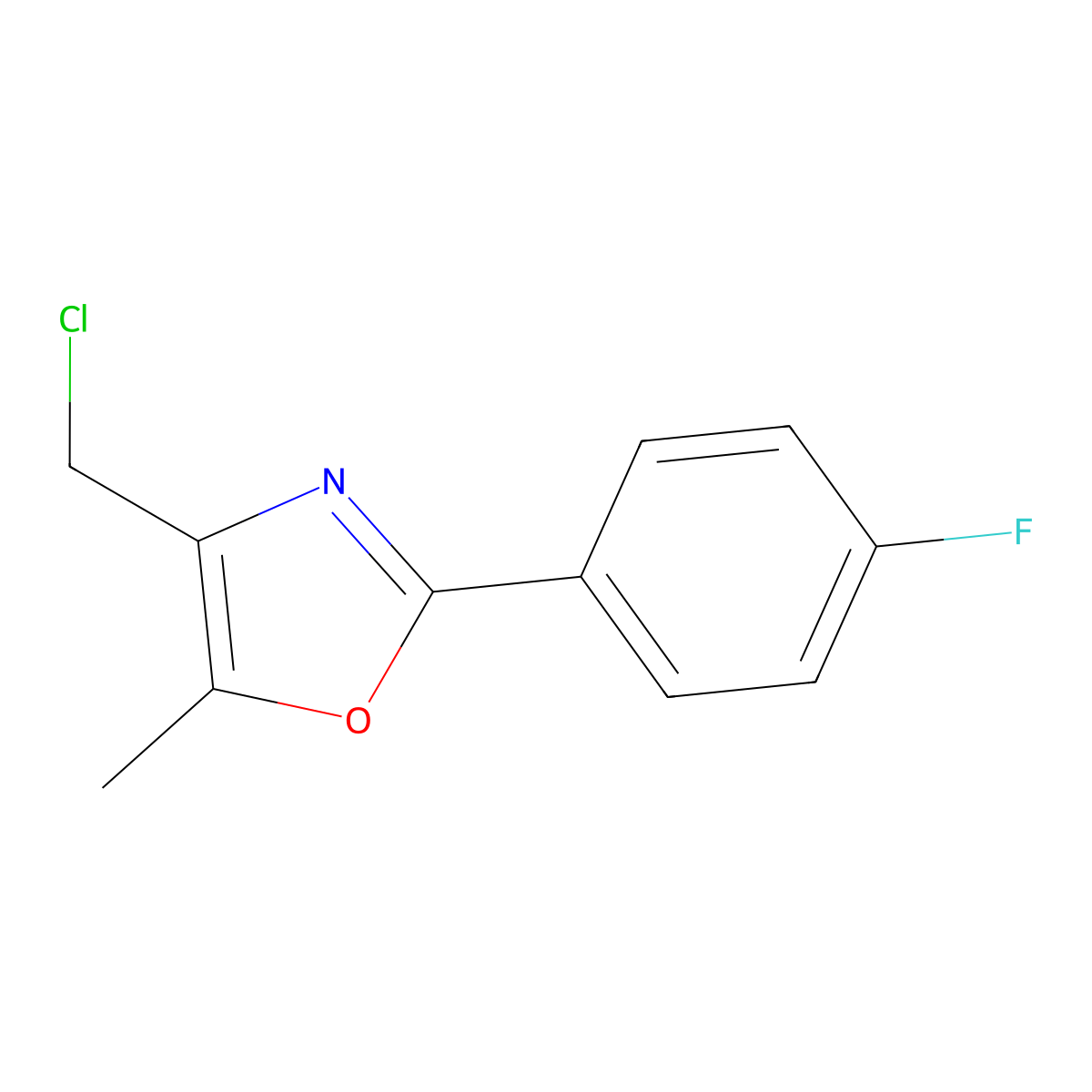 4-(Chloromethyl)-2-(4-fluorophenyl)-5-methyl-1,3-oxazole molecular structure, CAS 625826-69-9